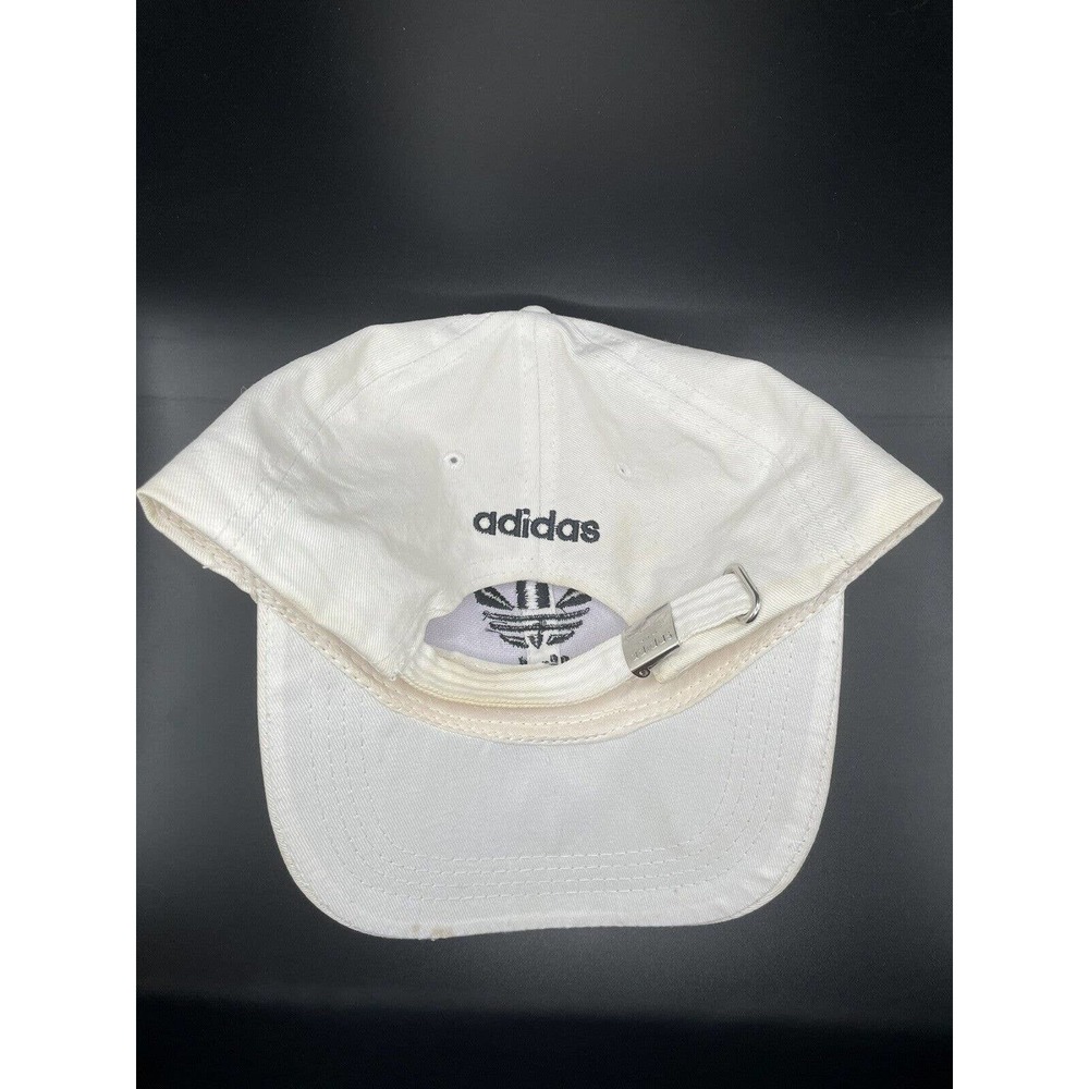 Adidas Hat Cap Strapback White Black Trefoil Logo Spell Out Adjustable Mens - Picture 3 of 5